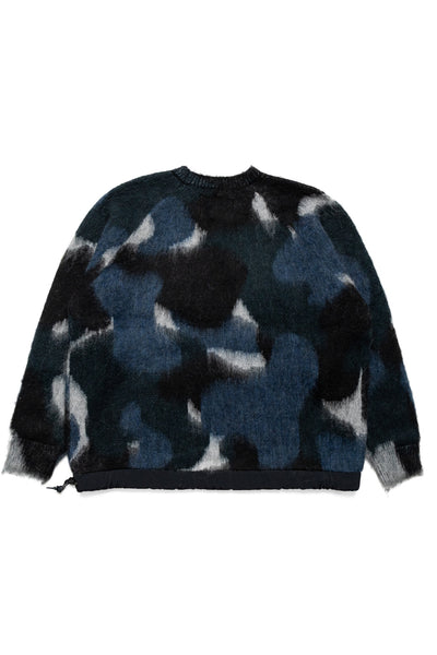 Mix Color Shaggy Knit Sweater - Black