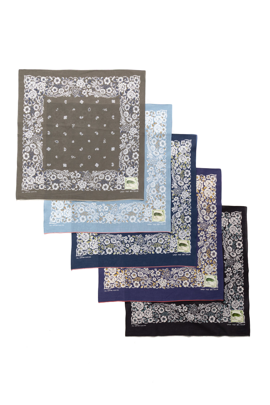 Kapital Fastcolor Selvedge Bandana (CHURCHILL GARDEN) 20x20 – BLUE