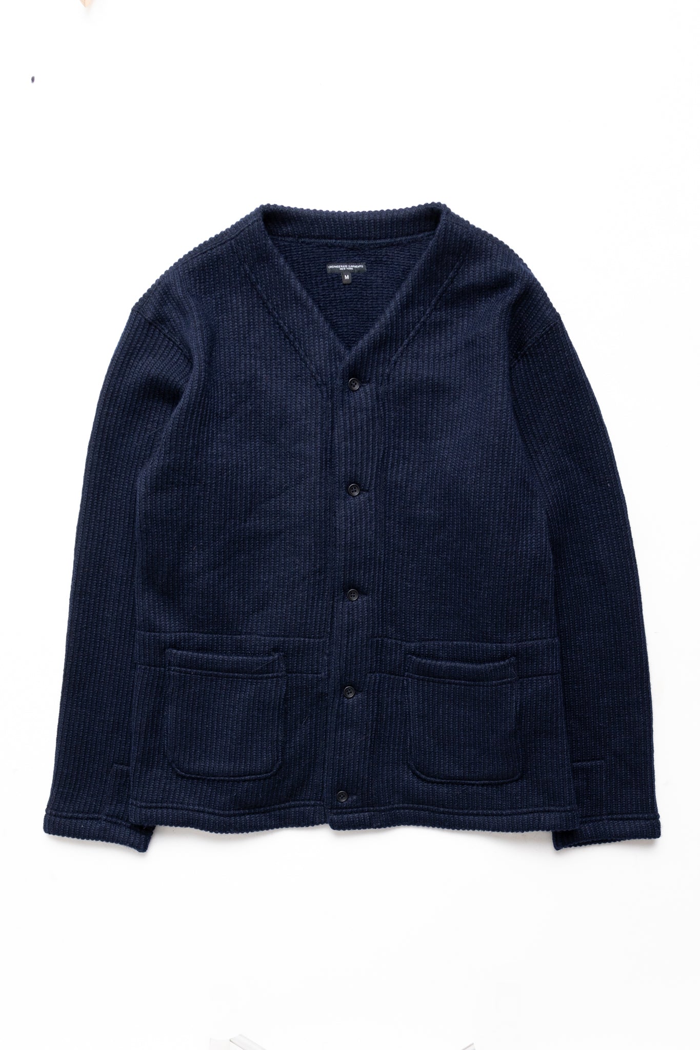 Knit Cardigan Wool Poly Sweater Knit - Navy
