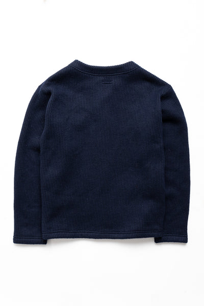 Knit Cardigan Wool Poly Sweater Knit - Navy
