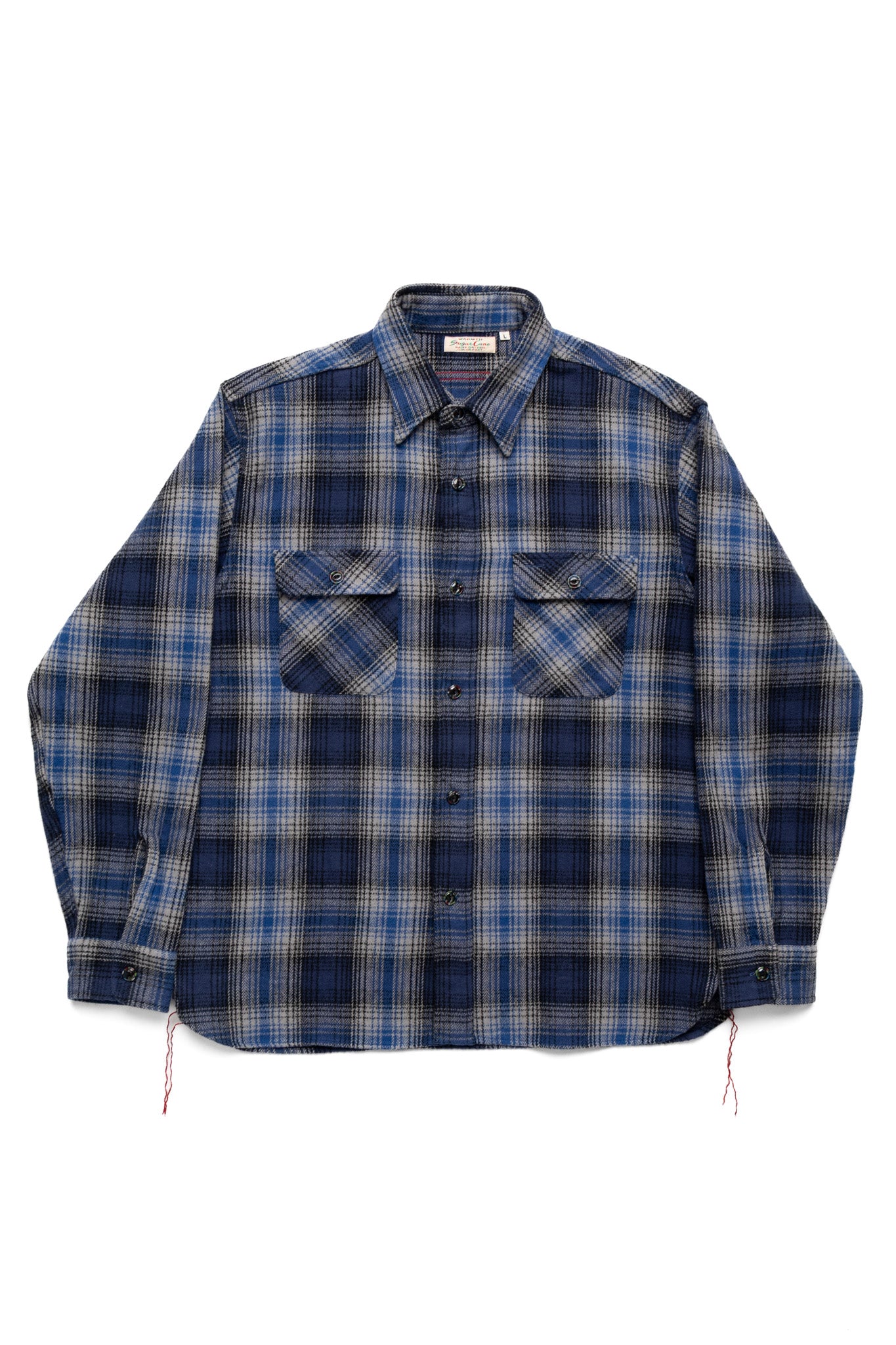 Fiction Romance Herringbone Twill Check L/S Work Shirt - Navy