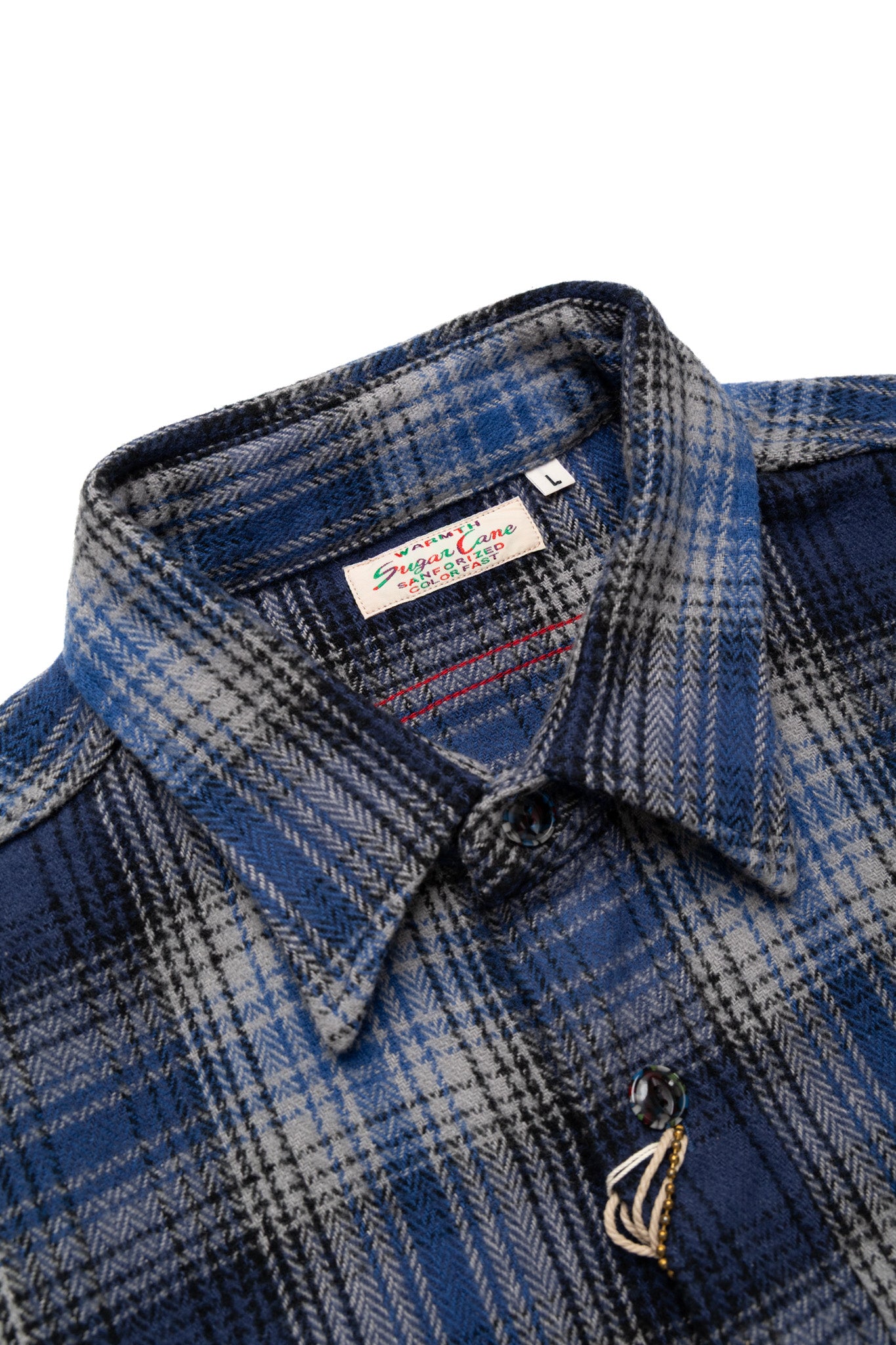 Fiction Romance Herringbone Twill Check L/S Work Shirt - Navy