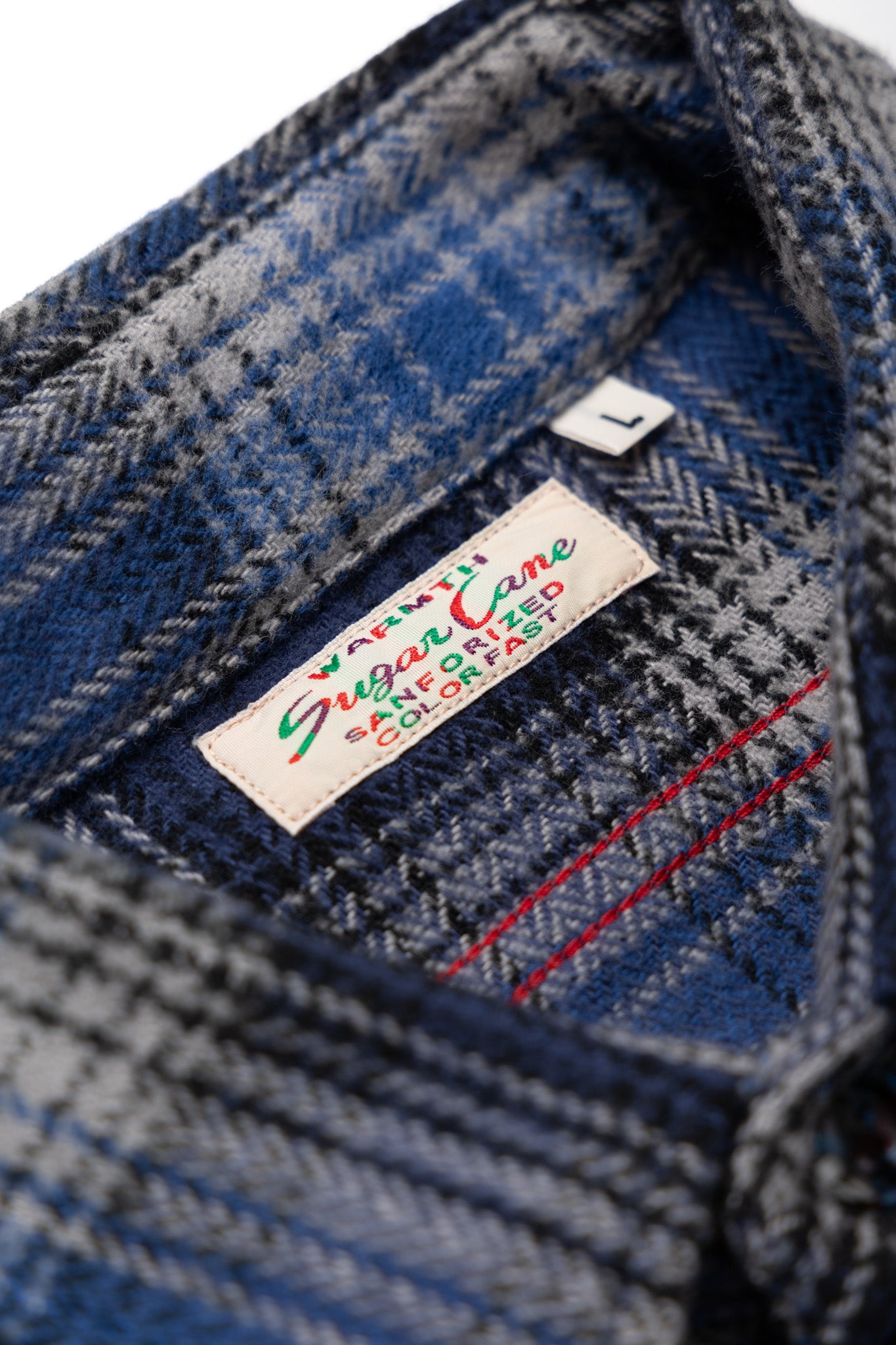 Fiction Romance Herringbone Twill Check L/S Work Shirt - Navy