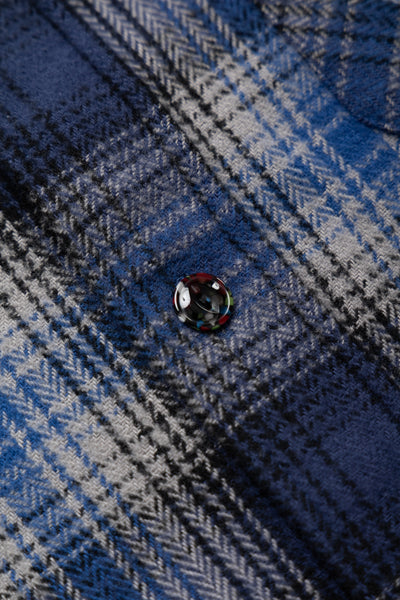 Fiction Romance Herringbone Twill Check L/S Work Shirt - Navy