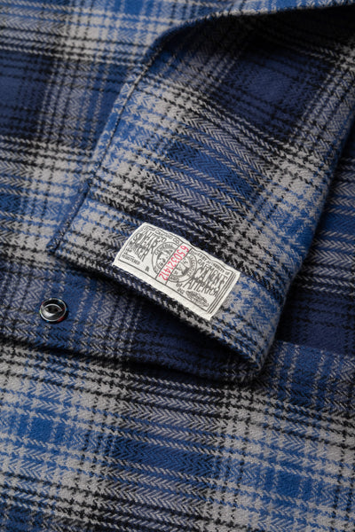 Fiction Romance Herringbone Twill Check L/S Work Shirt - Navy