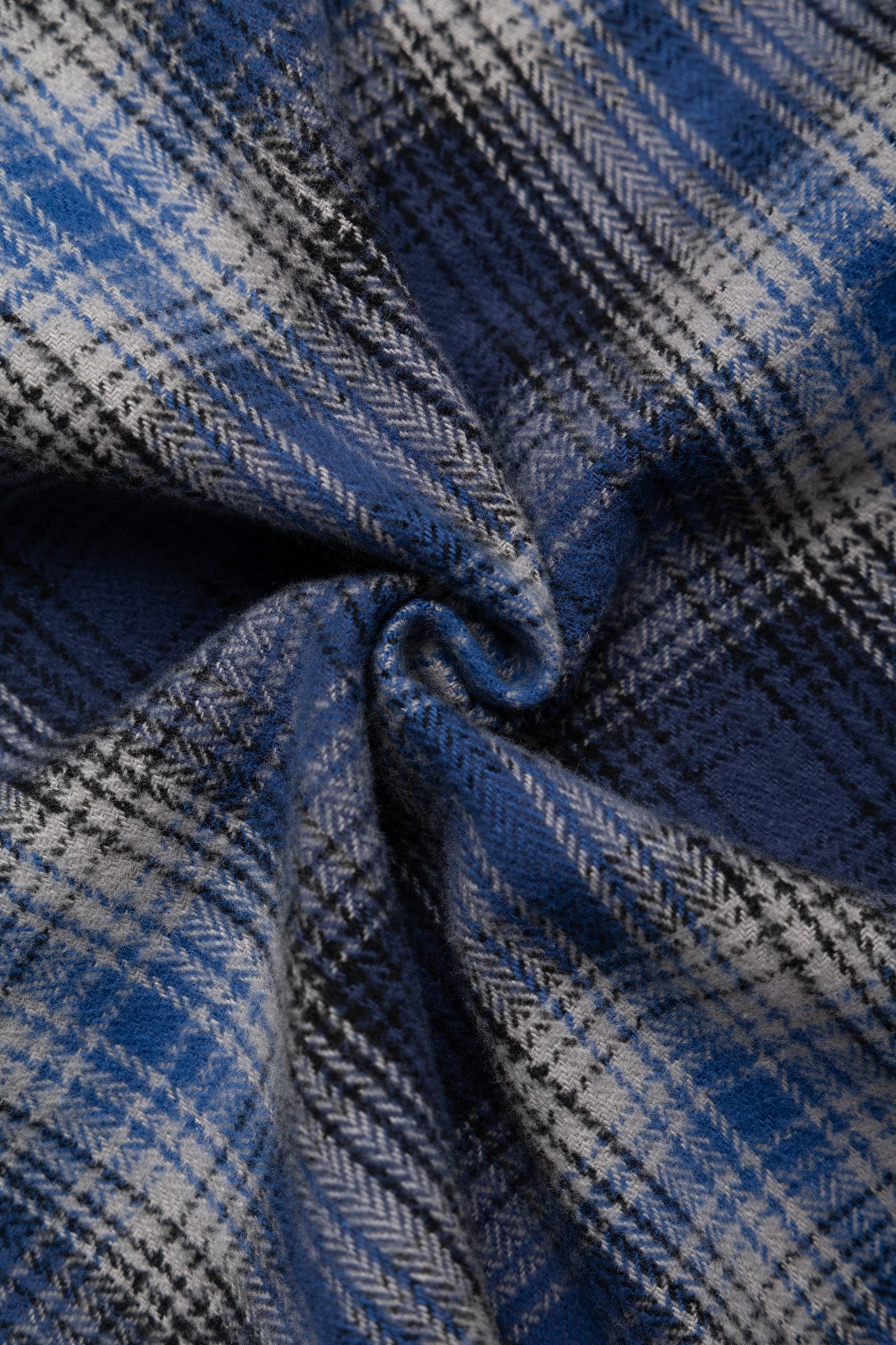 Fiction Romance Herringbone Twill Check L/S Work Shirt - Navy