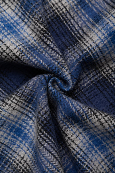 Fiction Romance Herringbone Twill Check L/S Work Shirt - Navy
