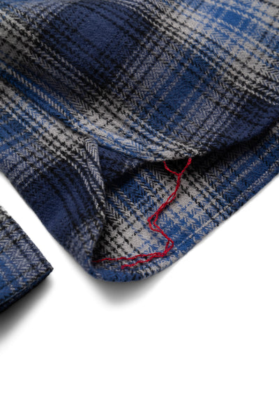 Fiction Romance Herringbone Twill Check L/S Work Shirt - Navy