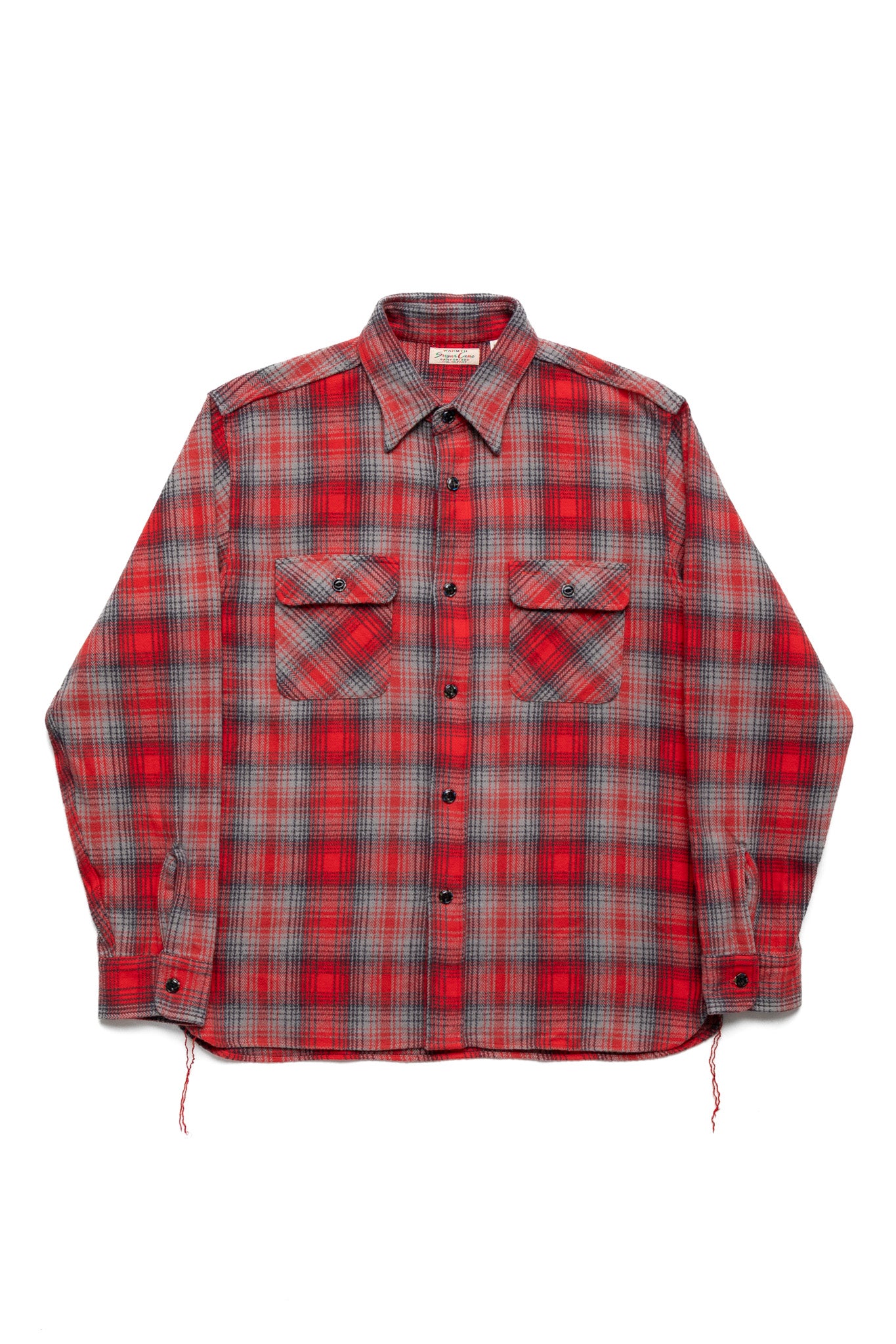 Fiction Romance Herringbone Twill Check L/S Work Shirt - Red