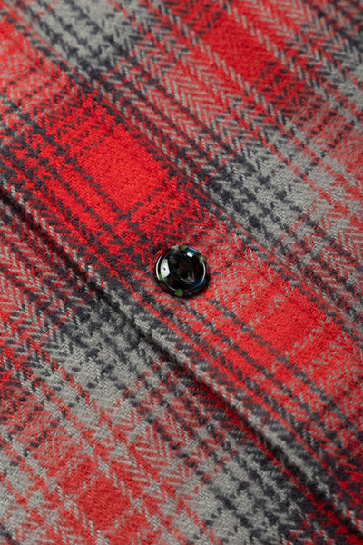 Fiction Romance Herringbone Twill Check L/S Work Shirt - Red