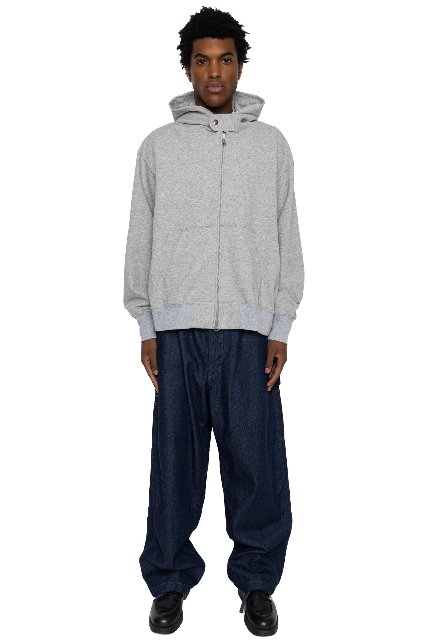 EG WORKADAY Zip Hoodie Solid Cotton French Terry - Heather Grey