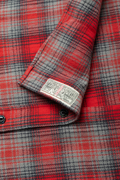 Fiction Romance Herringbone Twill Check L/S Work Shirt - Red