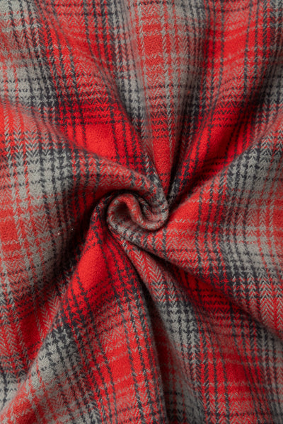 Fiction Romance Herringbone Twill Check L/S Work Shirt - Red