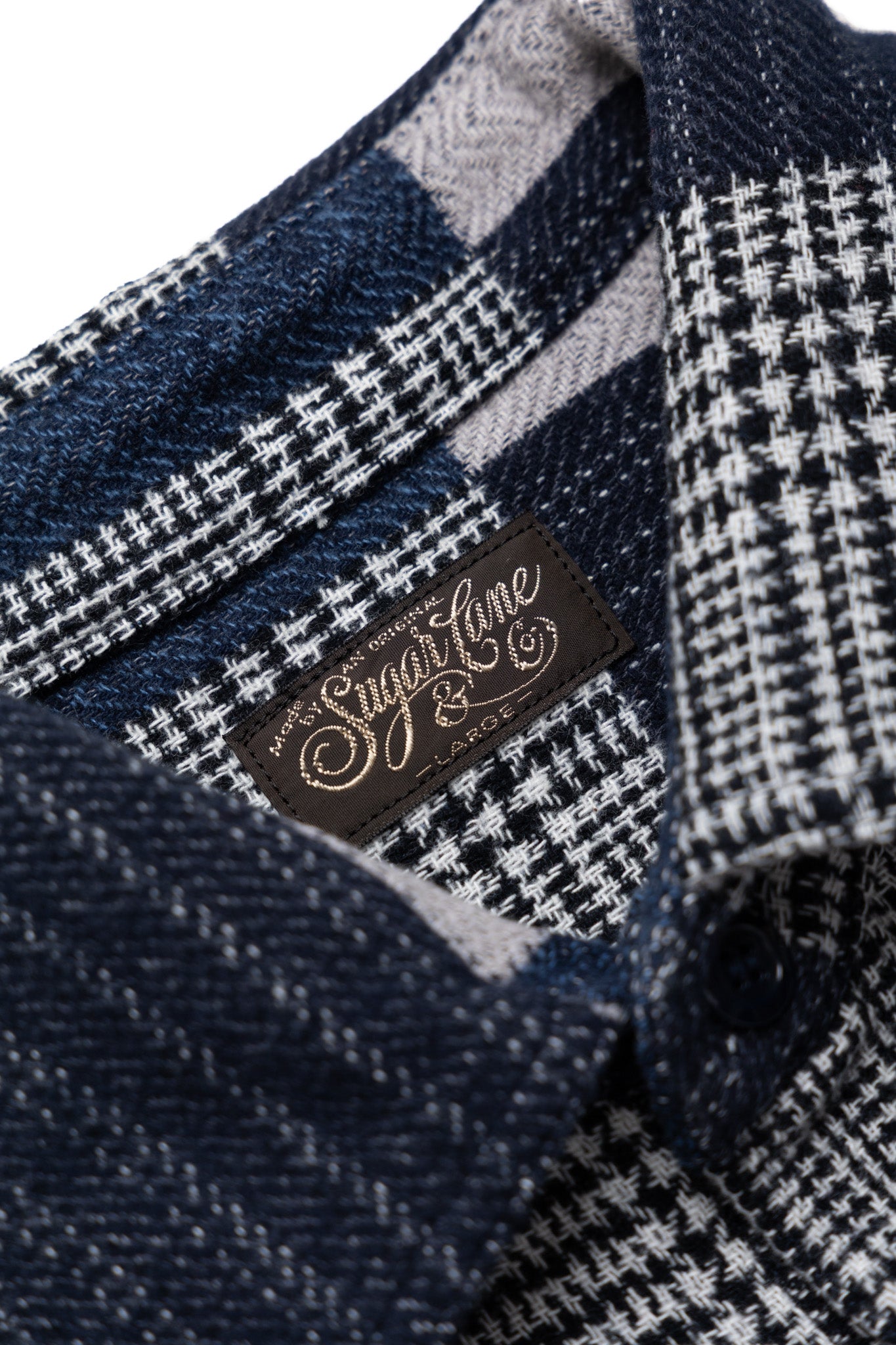 Patchwork Check Work Shirt - Navy