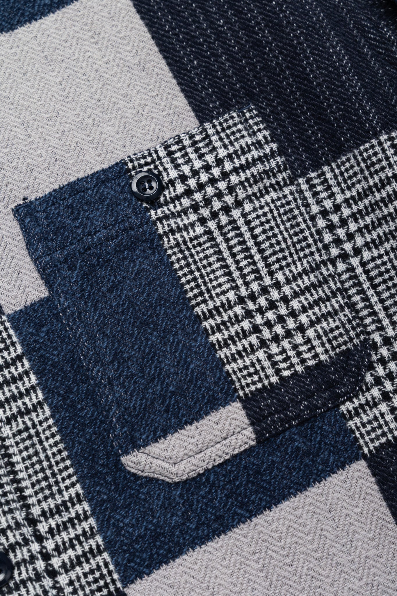 Patchwork Check Work Shirt - Navy