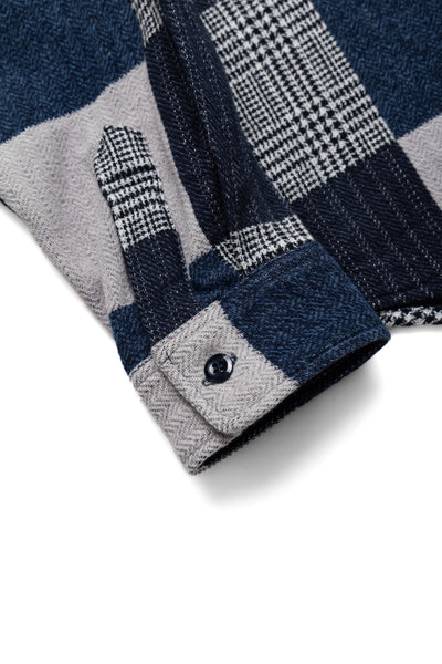 Patchwork Check Work Shirt - Navy