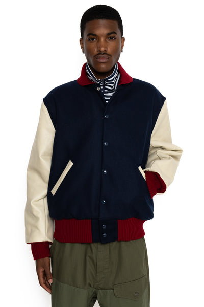 Varsity Jacket Wool Melton - Navy