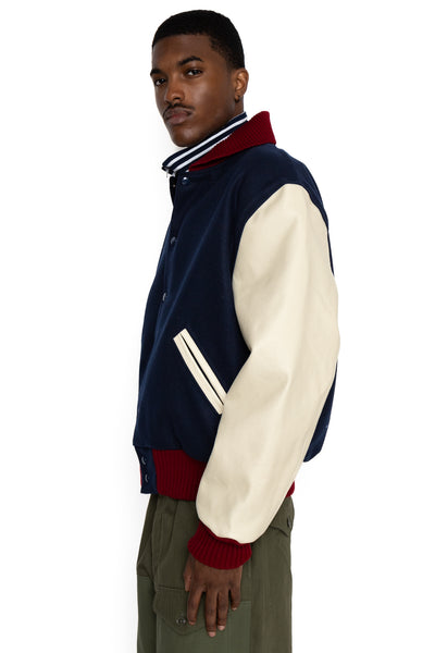Varsity Jacket Wool Melton - Navy