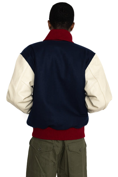 Varsity Jacket Wool Melton - Navy