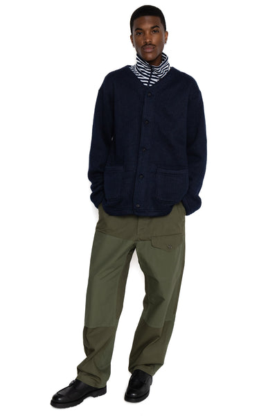 Knit Cardigan Wool Poly Sweater Knit - Navy