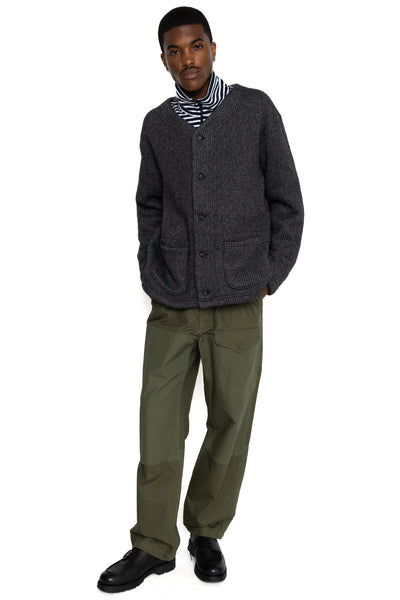 Knit Cardigan Wool Poly Sweater Knit - Grey