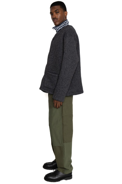 Knit Cardigan Wool Poly Sweater Knit - Grey