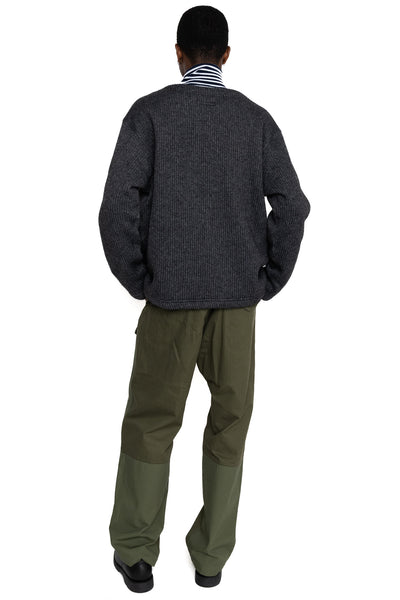 Knit Cardigan Wool Poly Sweater Knit - Grey