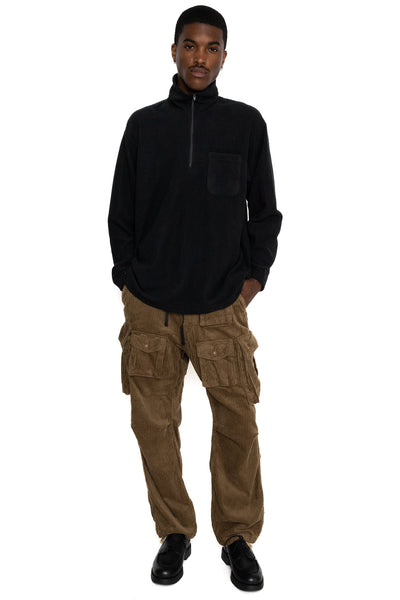 Zip Mock Neck Polyester Waffle - Black