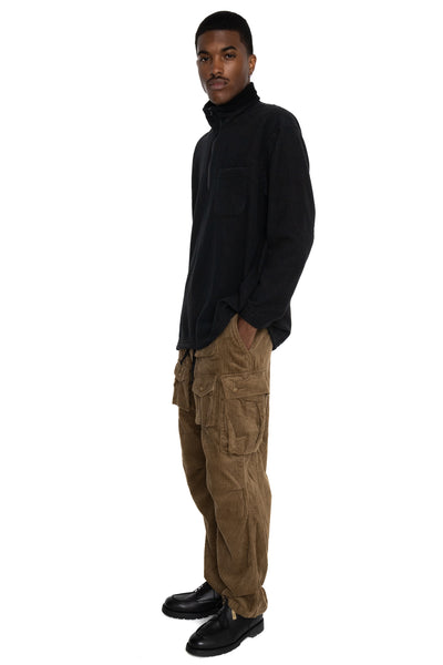 Zip Mock Neck Polyester Waffle - Black