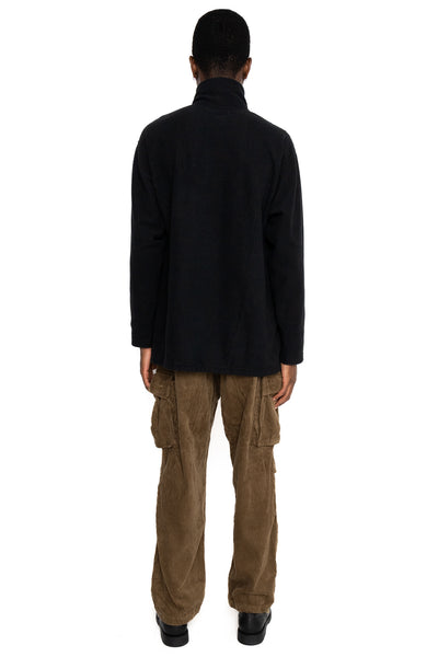 Zip Mock Neck Polyester Waffle - Black