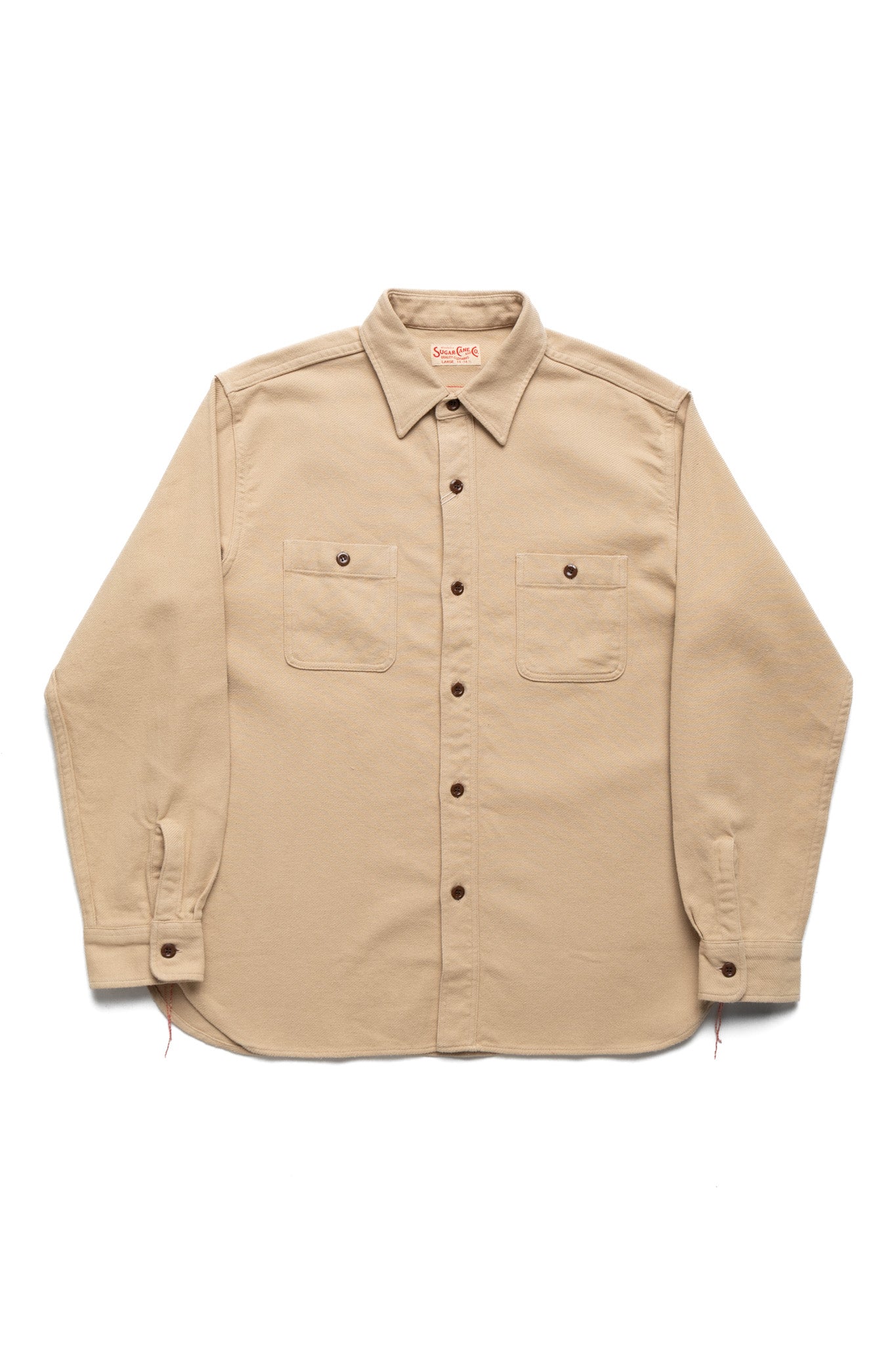 Cotton Twill L/S Work Shirt - Beige
