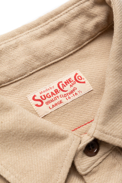 Cotton Twill L/S Work Shirt - Beige