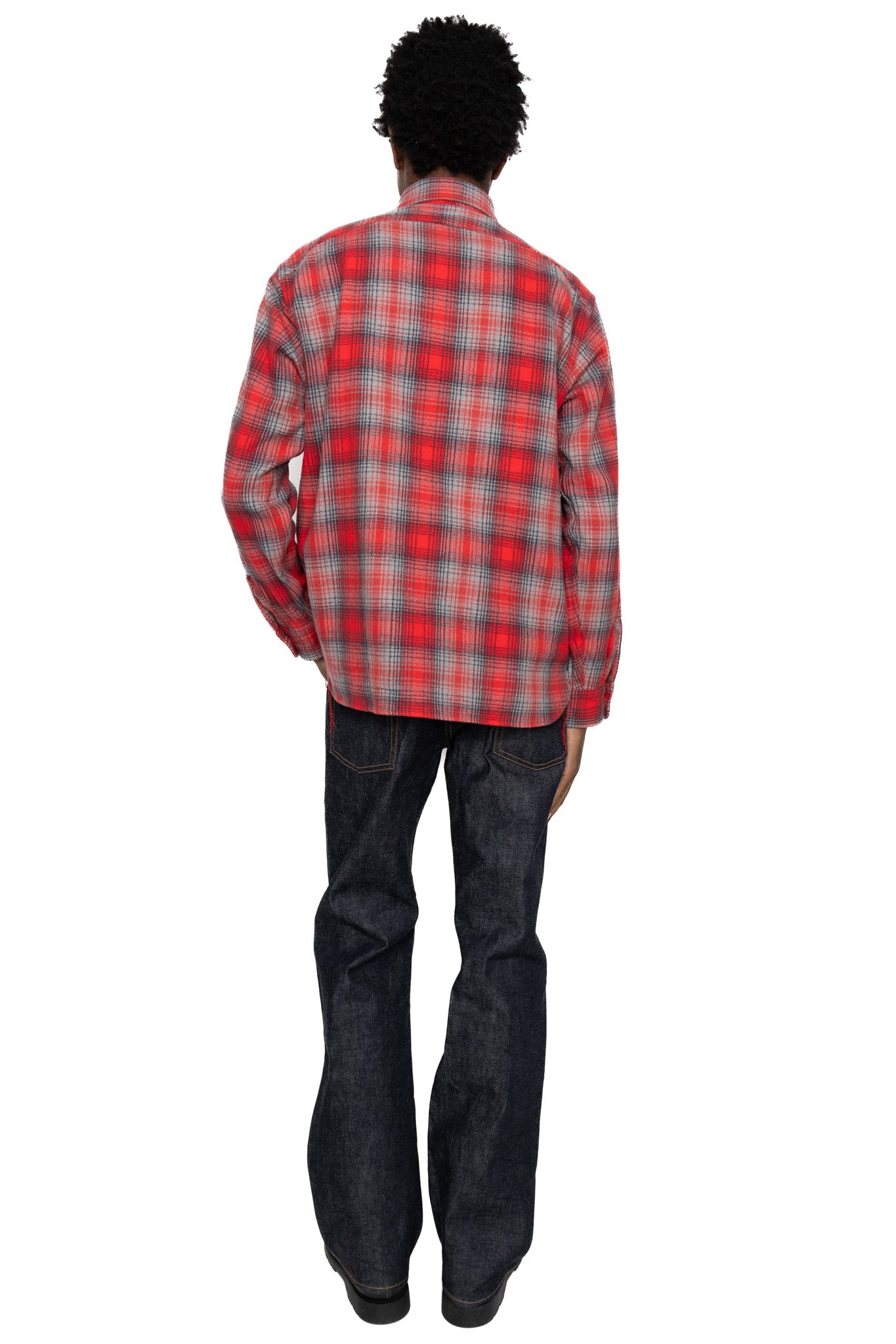 Fiction Romance Herringbone Twill Check L/S Work Shirt - Red