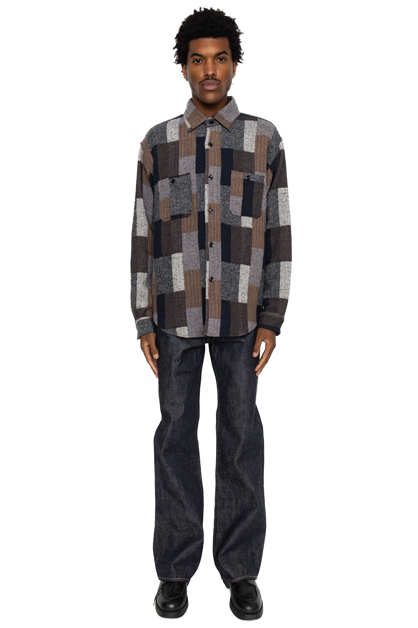 Random Patchwork Work Shirt - Black
