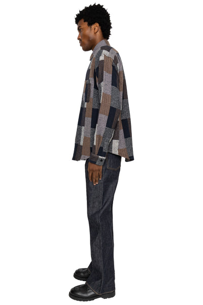 Random Patchwork Work Shirt - Black