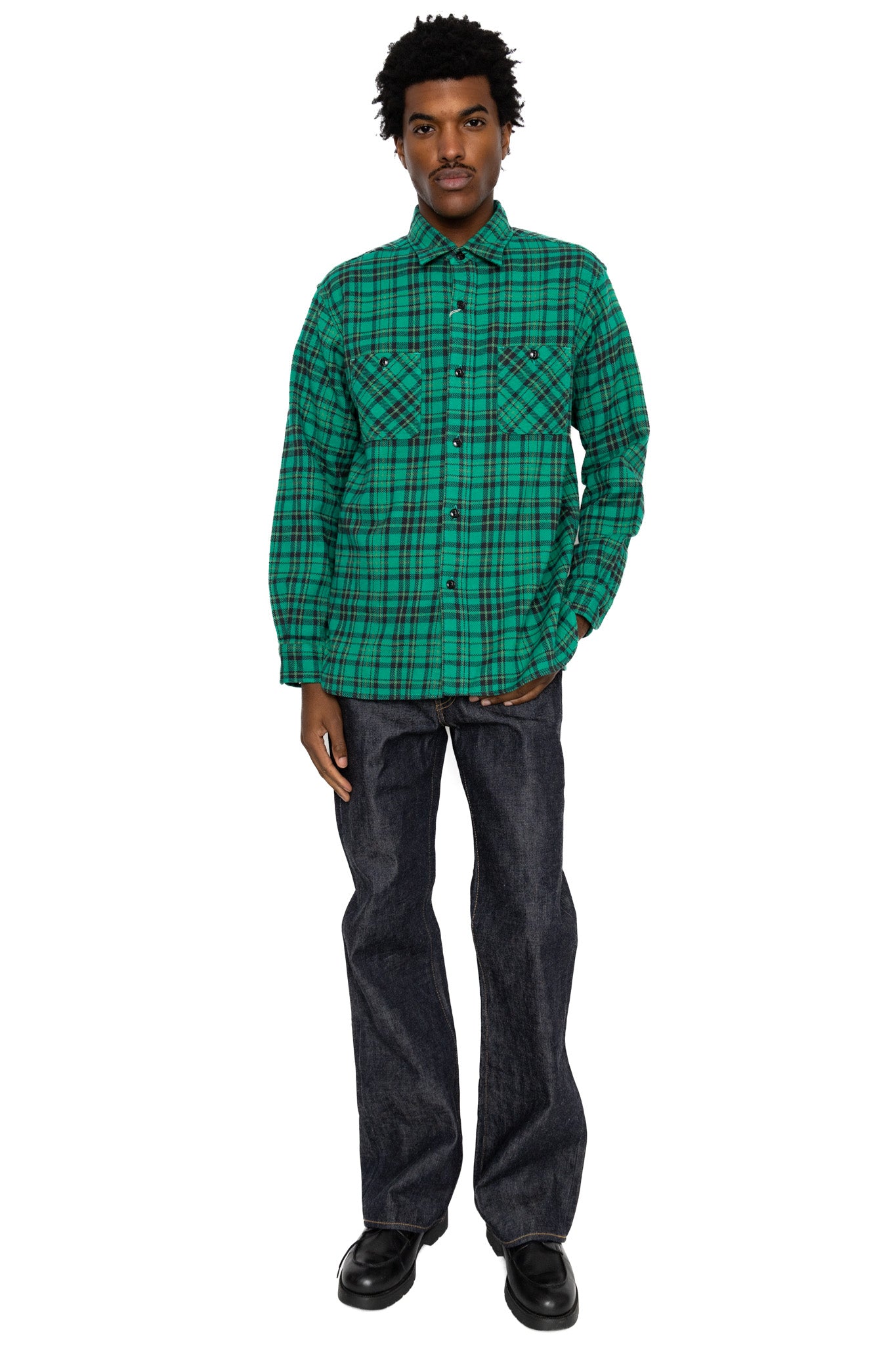 Twill Check L/S Work Shirt - Green