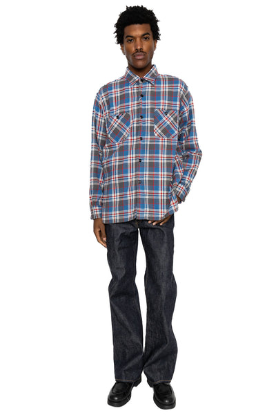 Twill Check L/S Work Shirt - Blue