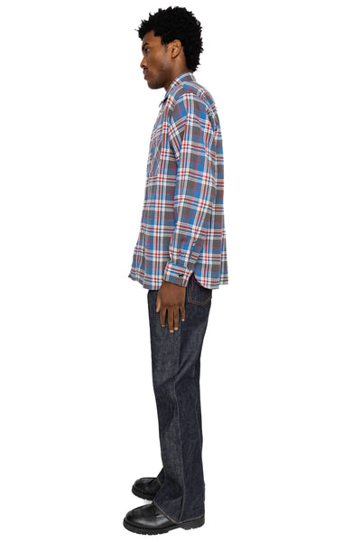 Twill Check L/S Work Shirt - Blue