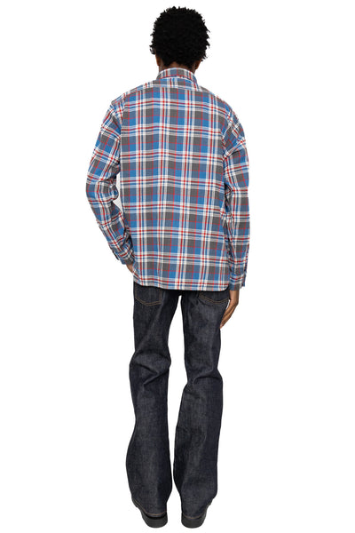 Twill Check L/S Work Shirt - Blue