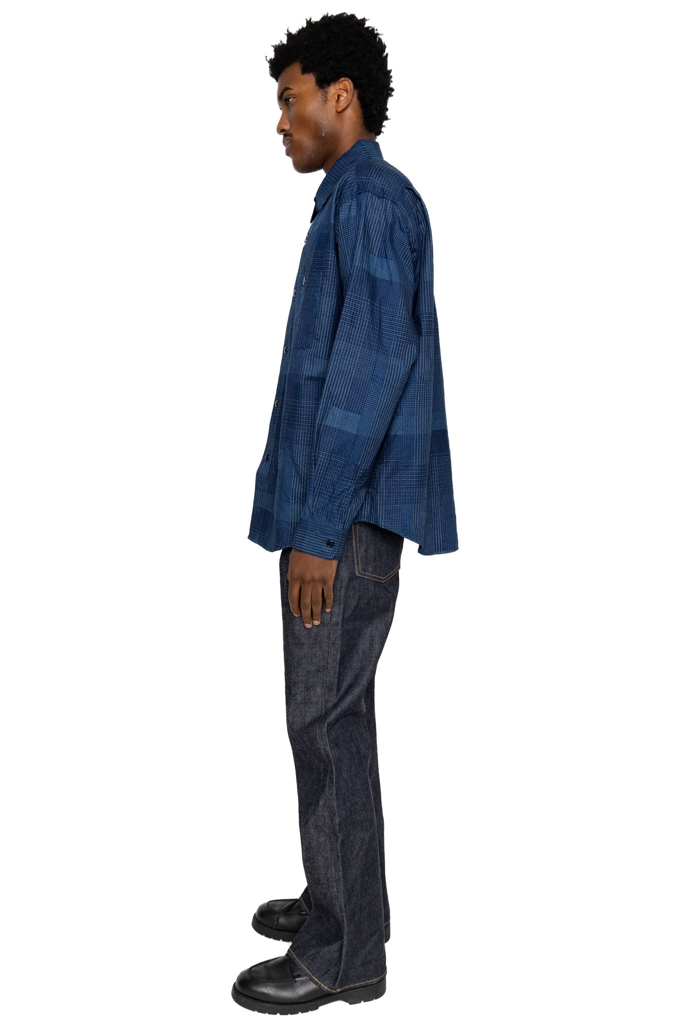 Indigo Patchwork Work Shirt - Navy