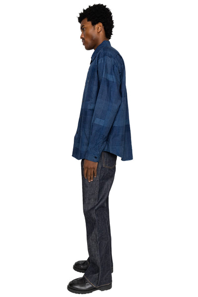 Indigo Patchwork Work Shirt - Navy