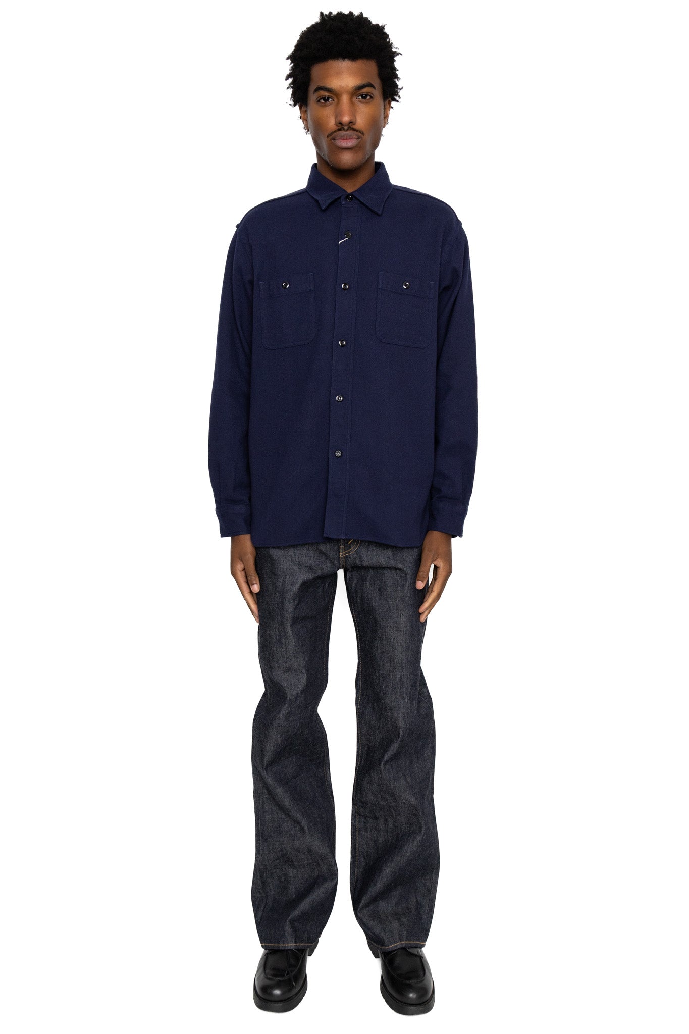 Cotton Twill L/S Work Shirt - Navy