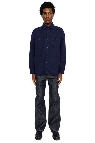 Cotton Twill L/S Work Shirt - Navy