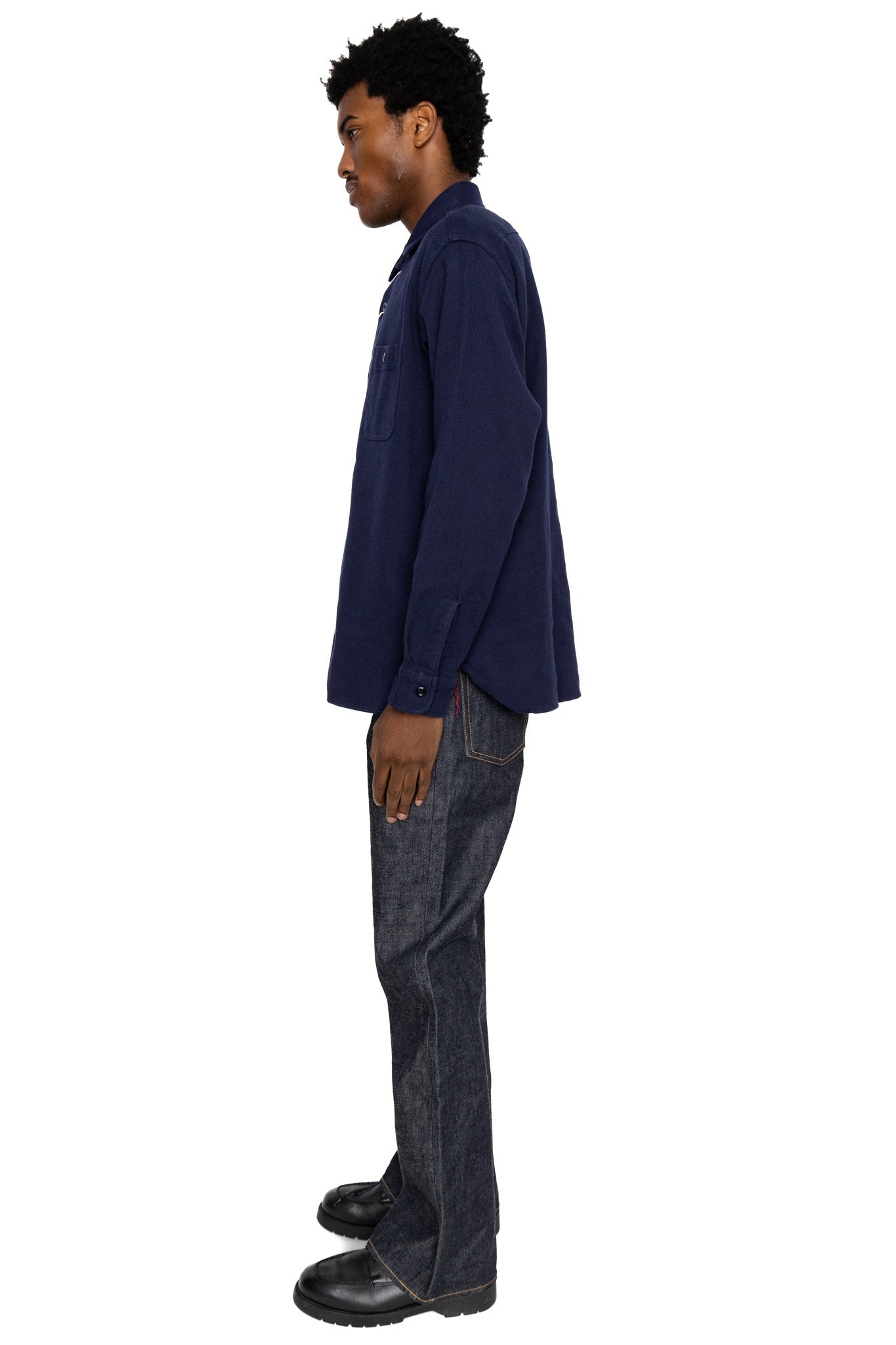 Cotton Twill L/S Work Shirt - Navy