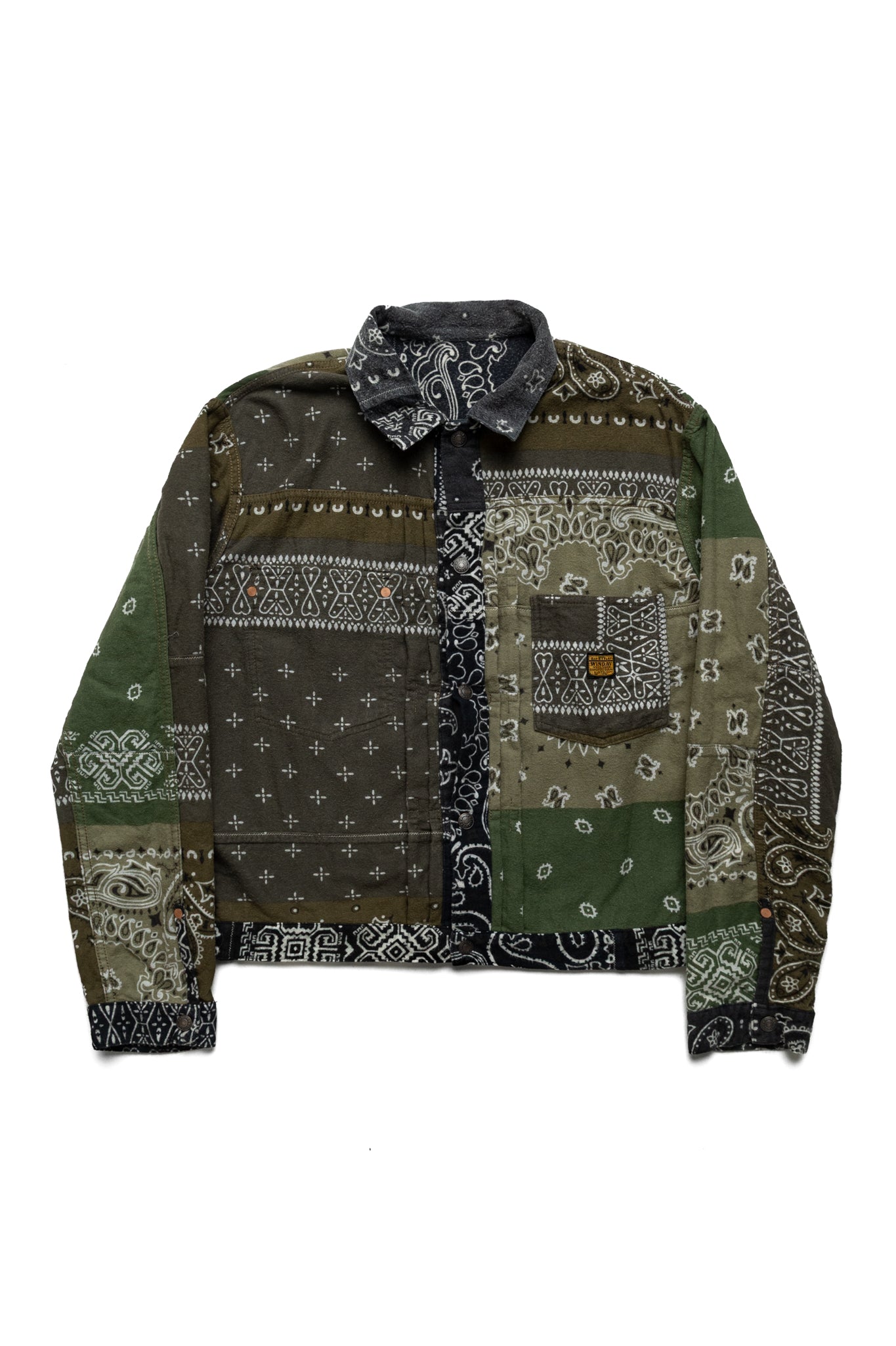 Kapital Flannel Reversible Bandana 1st JKT - Black x Khaki – BLUE