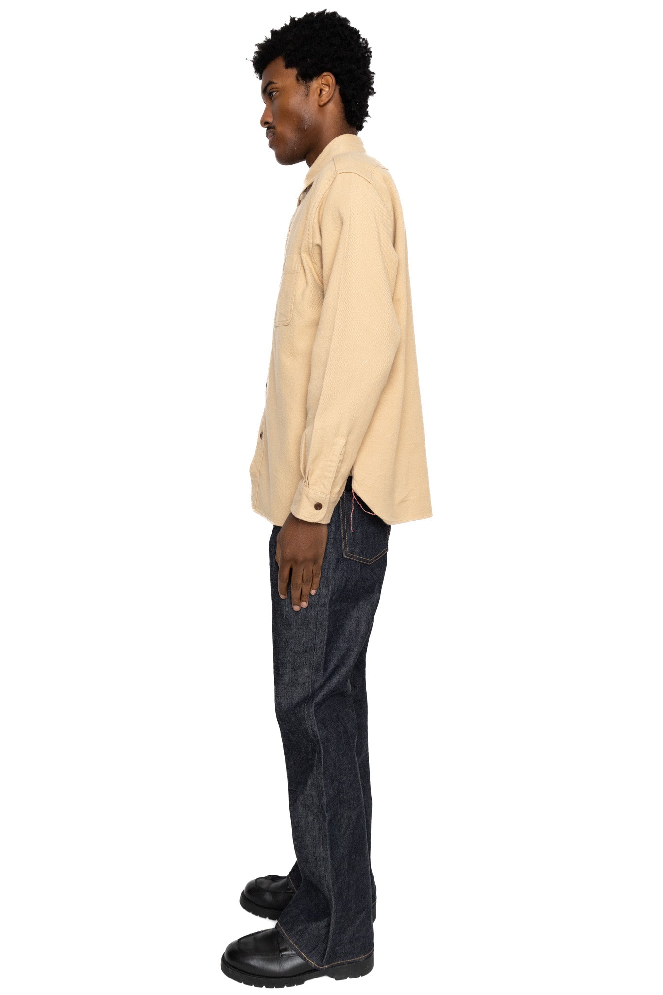 Cotton Twill L/S Work Shirt - Beige