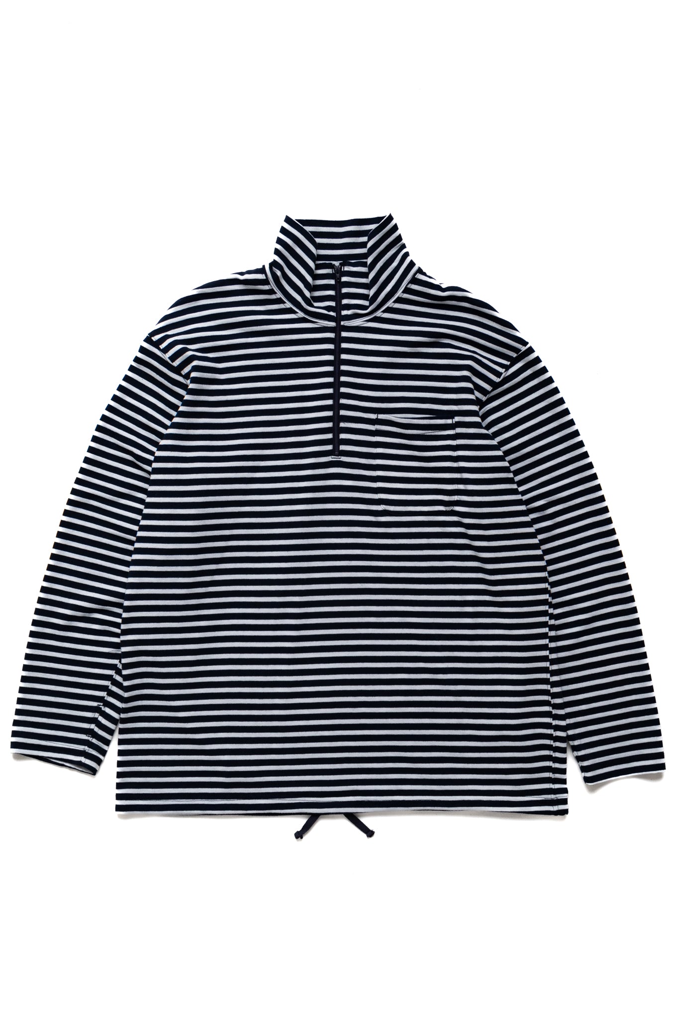 Zip Mock Neck PC Stripe Jersey - Navy/White