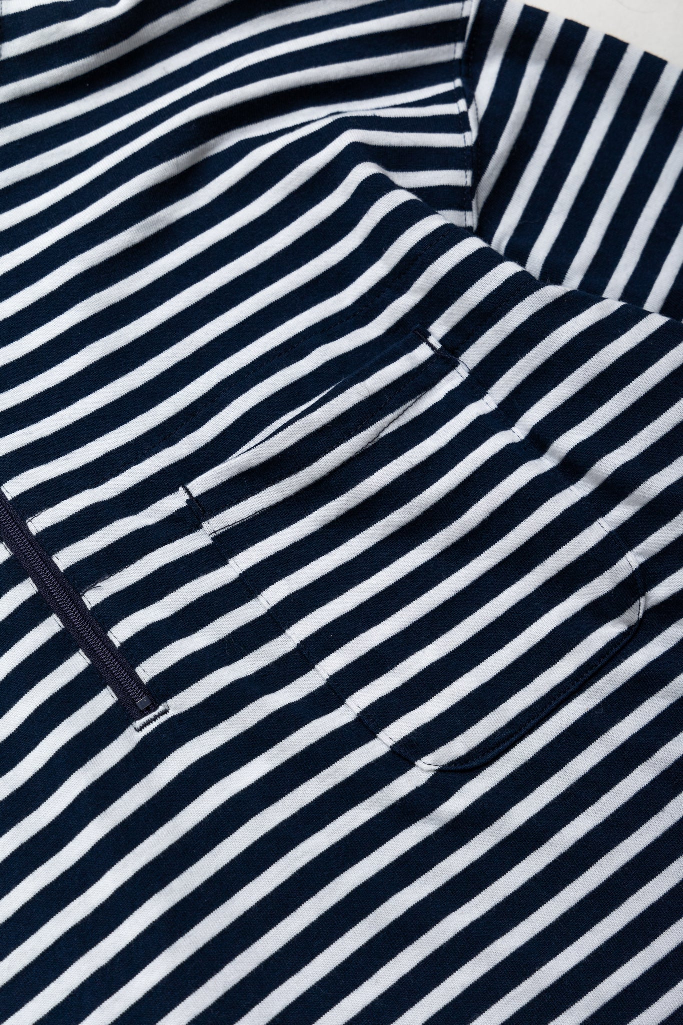 Zip Mock Neck PC Stripe Jersey - Navy/White