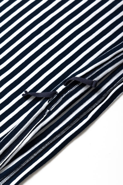 Zip Mock Neck PC Stripe Jersey - Navy/White