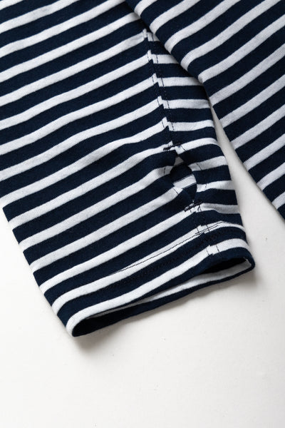 Zip Mock Neck PC Stripe Jersey - Navy/White